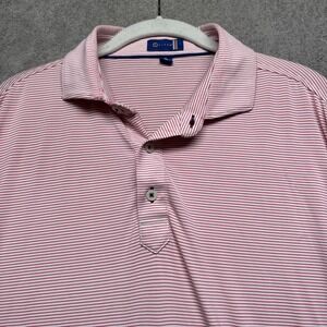 Stitch Golf Polo Shirt Men's Medium Pink White Stripe Performance Preppy Classic
